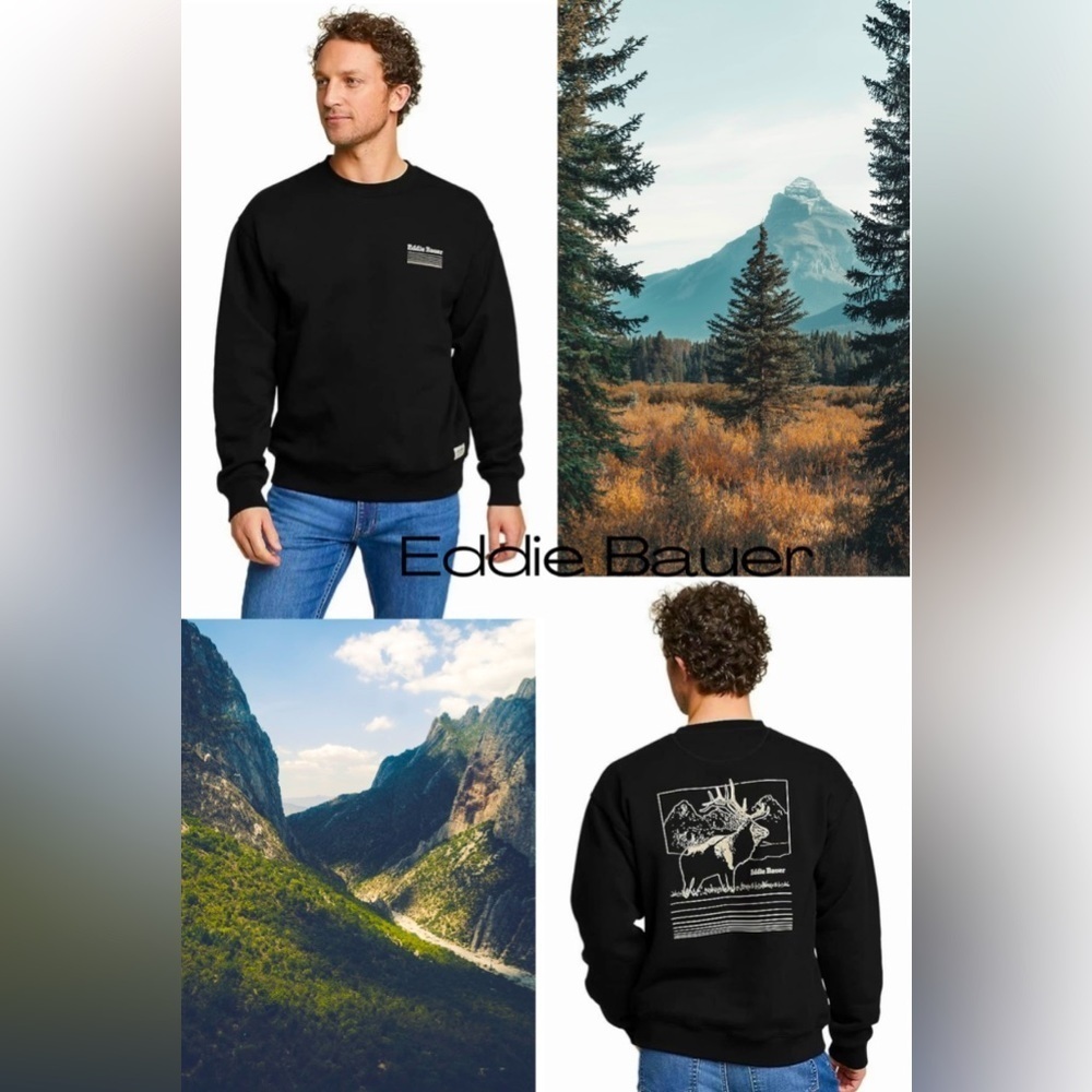 Vintage Eddie Bauer Crewneck sweatshirt large signature soft mountain elk